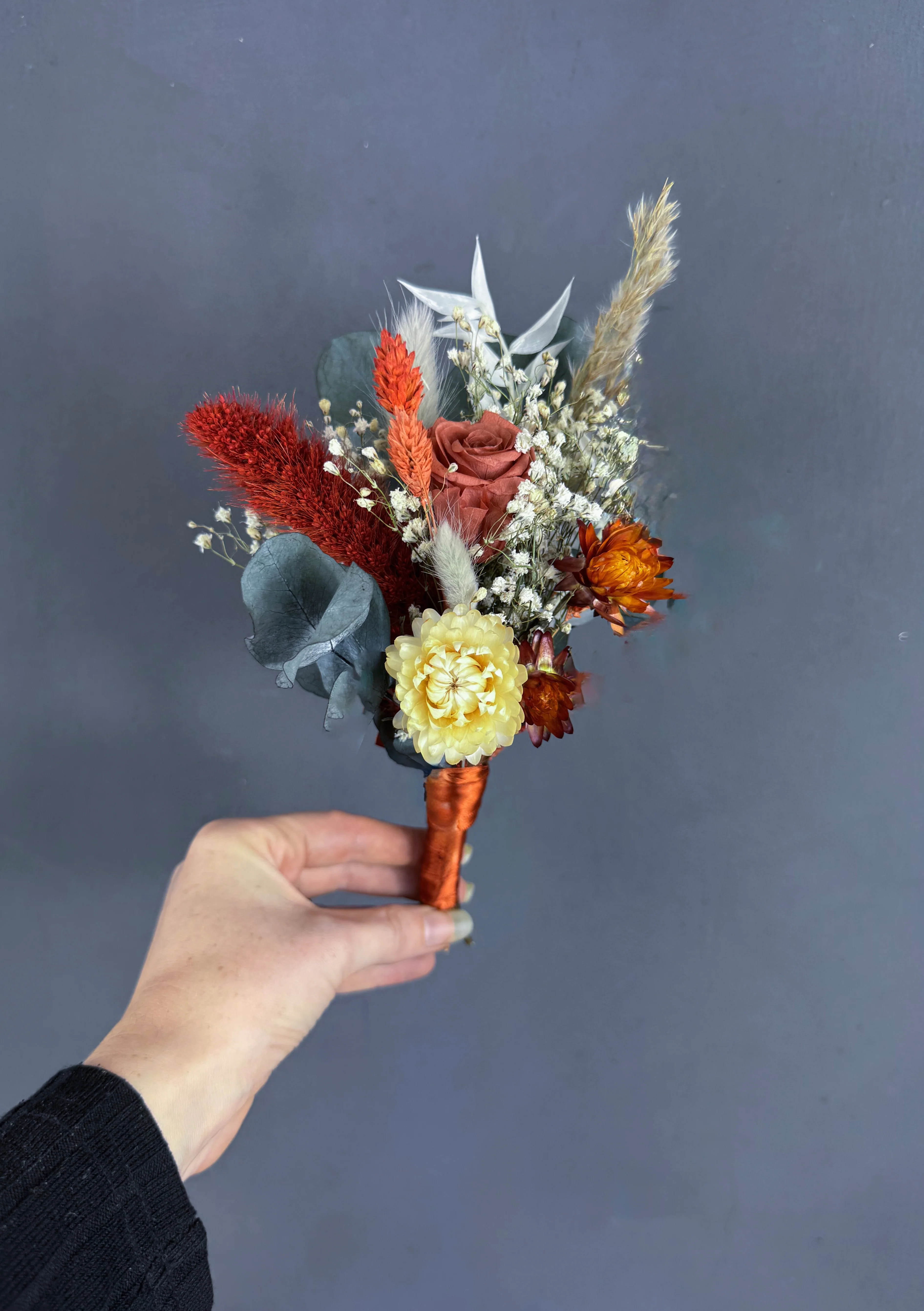 Pearl dried flower girl wand